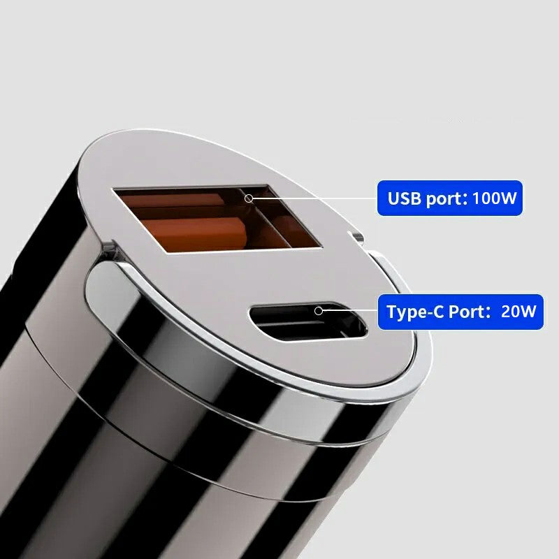 G20 12-24V 120W USB+Type-C Phone Fast Charging Adapter Car Charger with Type-C to 8Pin Cable G20 12-24V 120W USB+Type-C Phone Fast Charging Adapter Car Charger with Type-C to 8Pin Cable